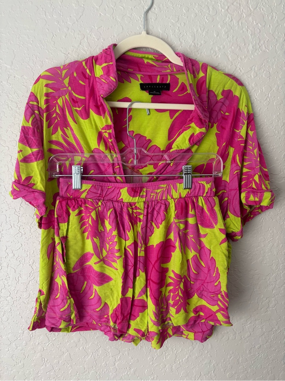 Sanctuary Pajama Set in Neon Pink & Lime Tropical Print